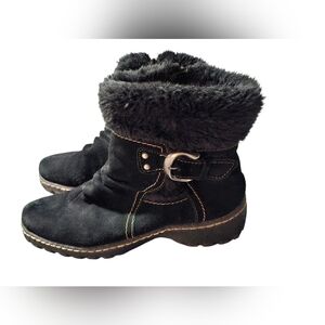 BareTraps‎ “Breesen” Black Suede Faux Fur Ankle Boots – Women’s 8.5M
